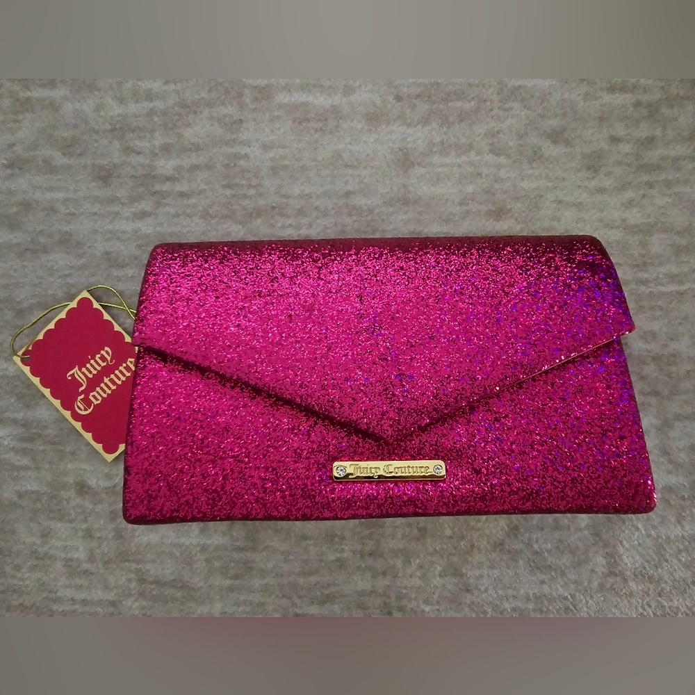 Juicy Couture Pink Glitter Clutch with beauty freebies